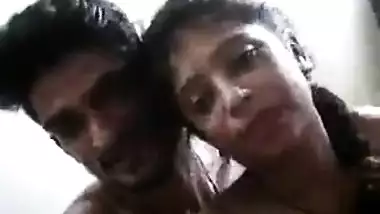 Amateur Desi Topless hotty giving a kiss her bf in selfie video